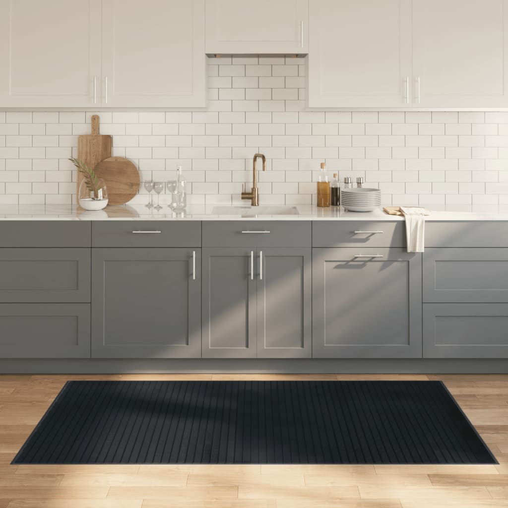Gulvtæppe 100x200 Cm Rektangulær Bambus Grå - Vidaxl