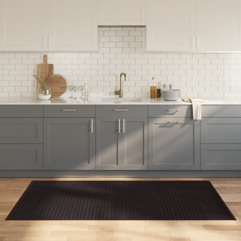 Gulvtæppe 100x200 Cm Rektangulær Bambus Mørkebrun - Vidaxl