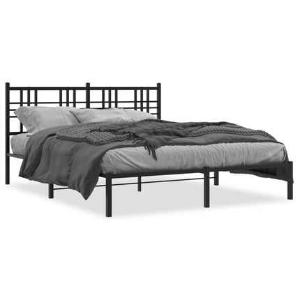 sengeramme med sengegavl 150x200 cm metal sort