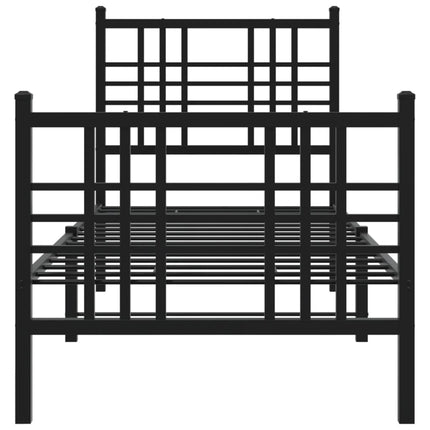 sengeramme med sengegavl og fodgærde 75x190 cm metal sort