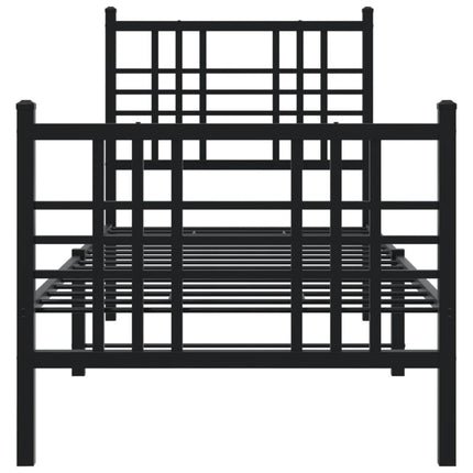 sengeramme med sengegavl og fodgærde 80x200 cm metal sort