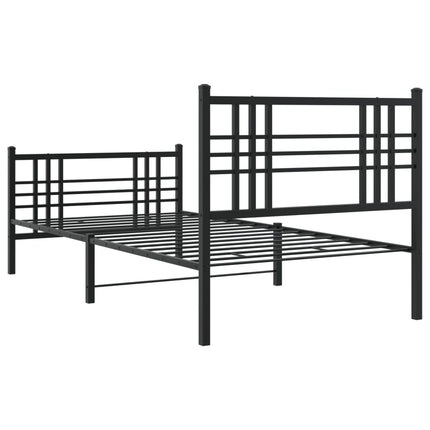 sengeramme med sengegavl og fodgærde 90x190 cm metal sort
