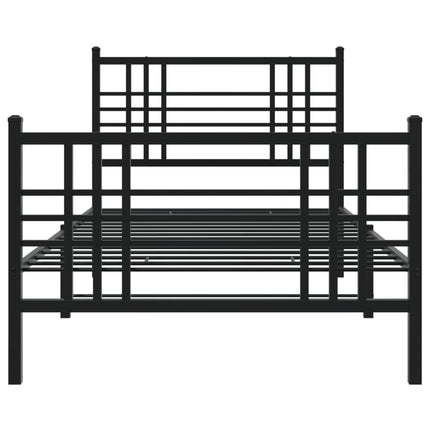 sengeramme med sengegavl og fodgærde 100x190 cm metal sort