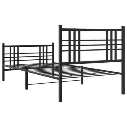 sengeramme med sengegavl og fodgærde 100x200 cm metal sort