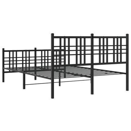 sengeramme med sengegavl og fodgærde 137x190 cm metal sort