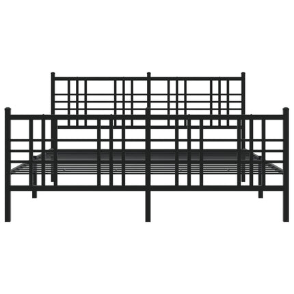 sengeramme med sengegavl og fodgærde 150x200 cm metal sort