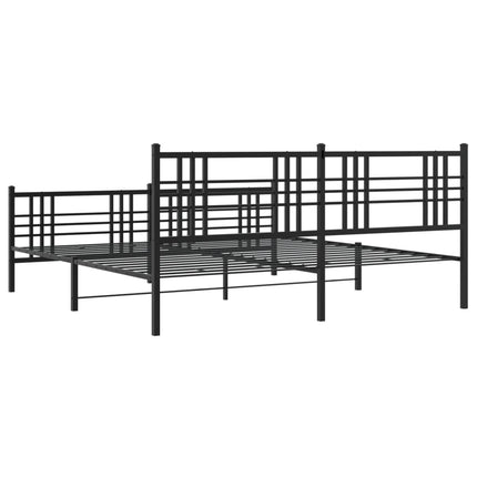 sengeramme med sengegavl og fodgærde 193x203 cm metal sort