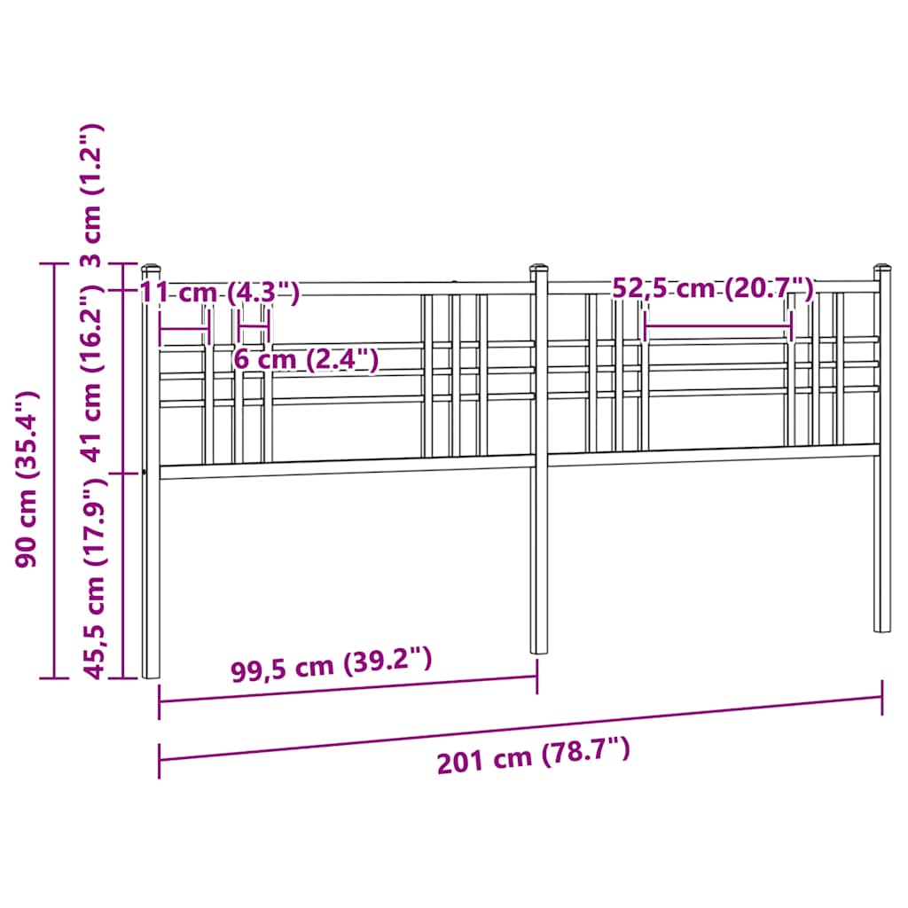udskiftningsgavl 200 cm metal sort