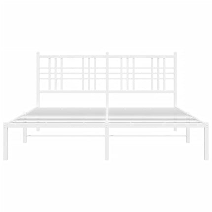 sengeramme med sengegavl 150x200 cm metal hvid