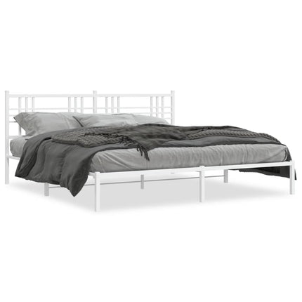 sengeramme med sengegavl 200x200 cm metal hvid