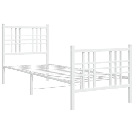 sengeramme med sengegavl og fodgærde 80x200 cm metal hvid