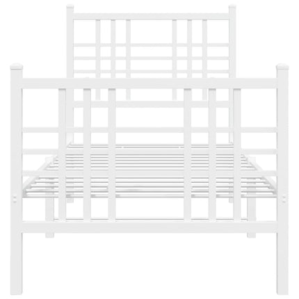 sengeramme med sengegavl og fodgærde 80x200 cm metal hvid
