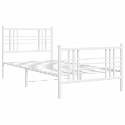 sengeramme med sengegavl og fodgærde 100x200 cm metal hvid