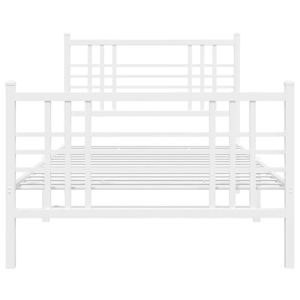 sengeramme med sengegavl og fodgærde 100x200 cm metal hvid