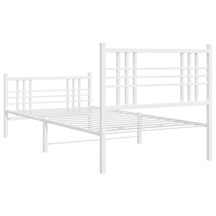 sengeramme med sengegavl og fodgærde 100x200 cm metal hvid