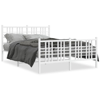 sengeramme med sengegavl og fodgærde 137x190 cm metal hvid