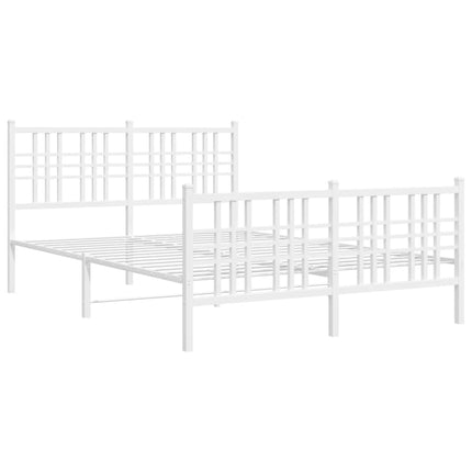 sengeramme med sengegavl og fodgærde 140x200 cm metal hvid
