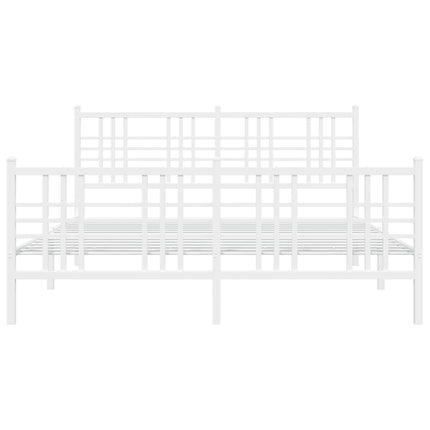 sengeramme med sengegavl og fodgærde 150x200 cm metal hvid