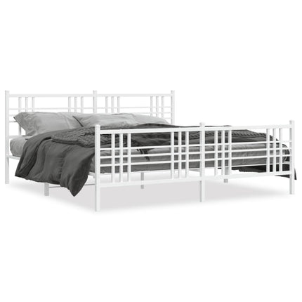 sengeramme med sengegavl og fodgærde 183x213 cm metal hvid