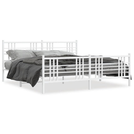sengeramme med sengegavl og fodgærde 193x203 cm metal hvid