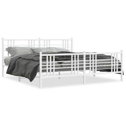 sengeramme med sengegavl og fodgærde 200x200 cm metal hvid