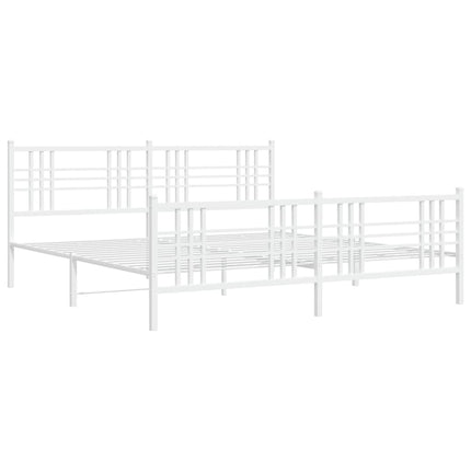 sengeramme med sengegavl og fodgærde 200x200 cm metal hvid