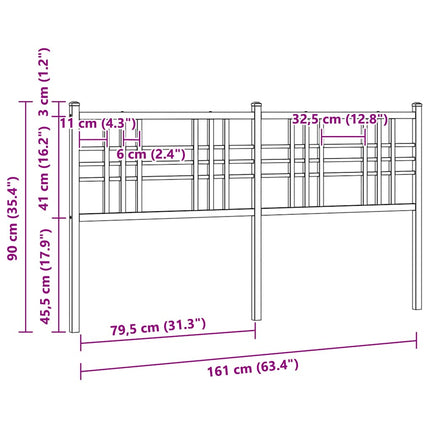 udskiftningsgavl 160 cm metal hvid