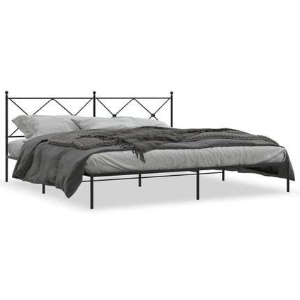 sengeramme med sengegavl 200x200 cm metal sort