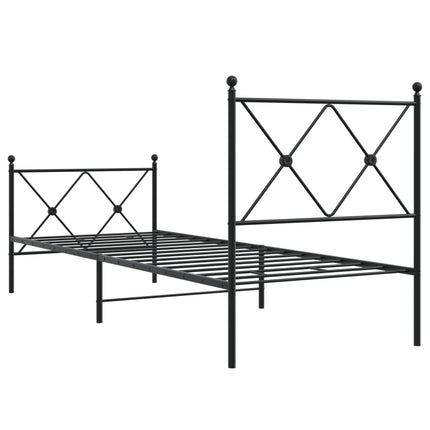 sengeramme med sengegavl og fodgærde 75x190 cm metal sort