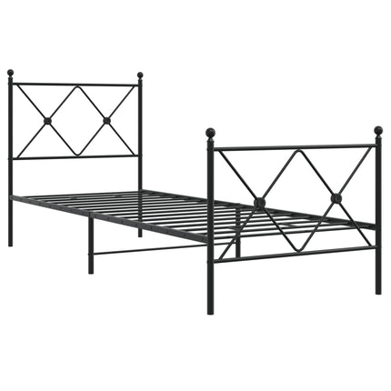sengeramme med sengegavl og fodgærde 80x200 cm metal sort