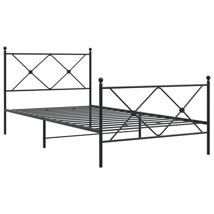 sengeramme med sengegavl og fodgærde 100x200 cm metal sort