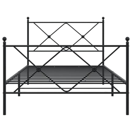 sengeramme med sengegavl og fodgærde 100x200 cm metal sort