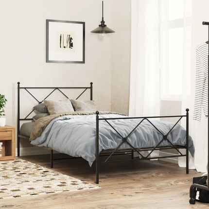sengeramme med sengegavl og fodgærde 100x200 cm metal sort
