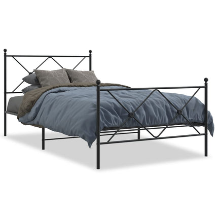 sengeramme med sengegavl og fodgærde 107x203 cm metal sort