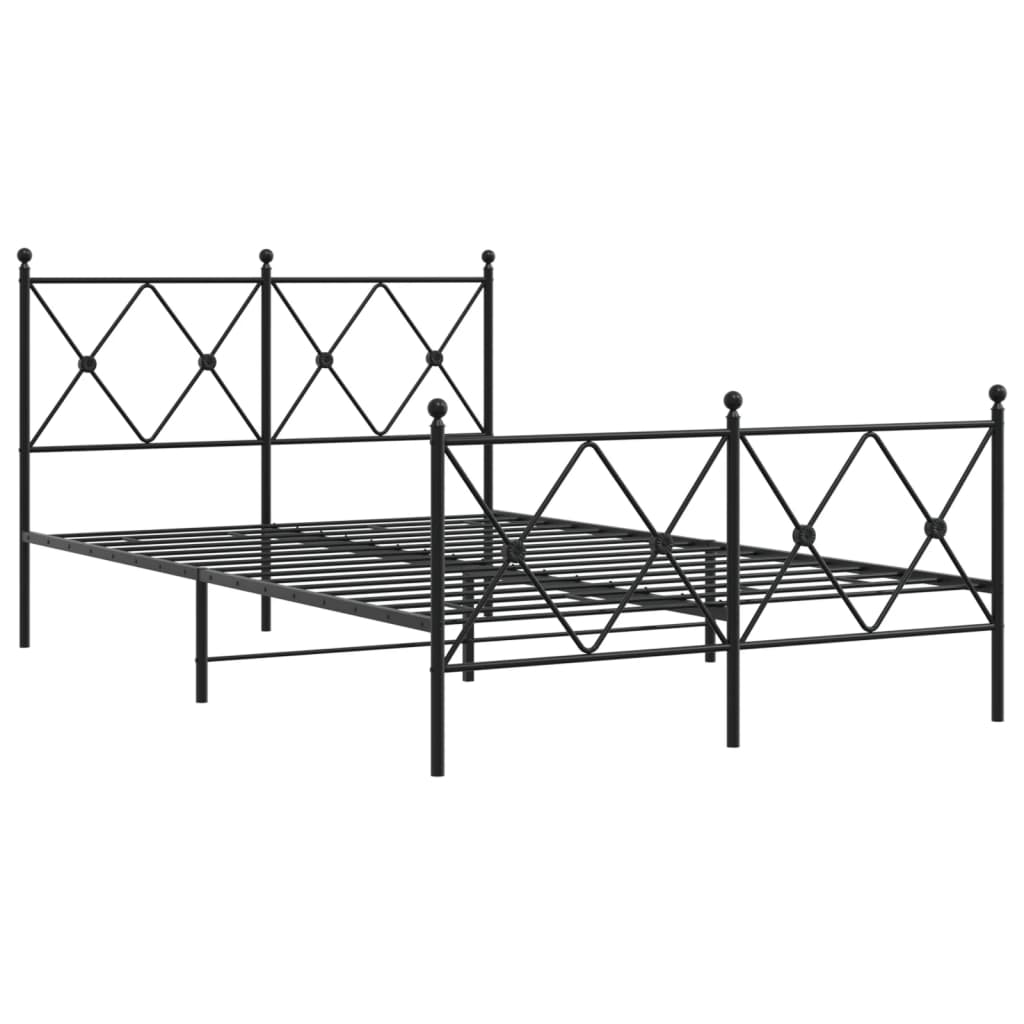 sengeramme med sengegavl og fodgærde 120x190 cm metal sort
