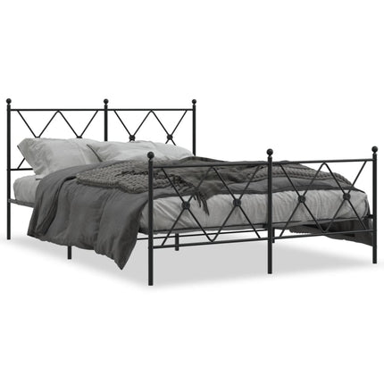 sengeramme med sengegavl og fodgærde 137x190 cm metal sort