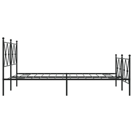 sengeramme med sengegavl og fodgærde 137x190 cm metal sort