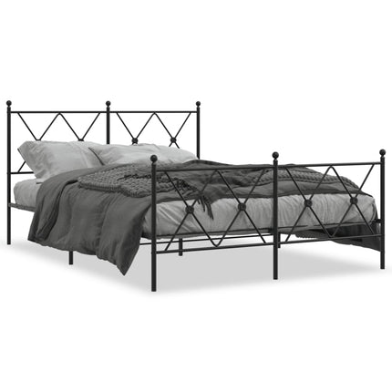 sengeramme med sengegavl og fodgærde 140x190 cm metal sort