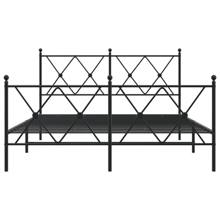sengeramme med sengegavl og fodgærde 140x190 cm metal sort
