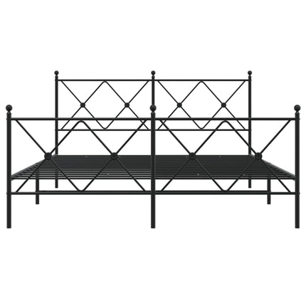 sengeramme med sengegavl og fodgærde 150x200 cm metal sort
