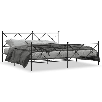 sengeramme med sengegavl og fodgærde 193x203 cm metal sort