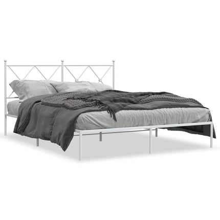 sengeramme med sengegavl 150x200 cm metal hvid