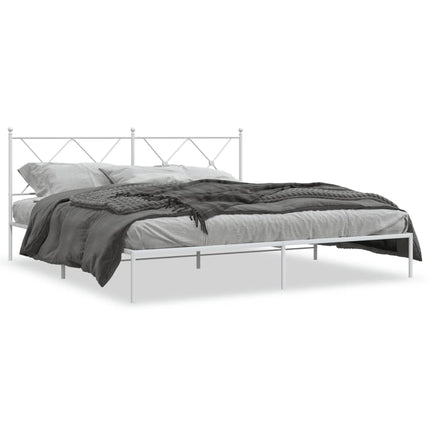 sengeramme med sengegavl 180x200 cm metal hvid