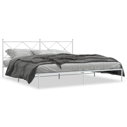 sengeramme med sengegavl 200x200 cm metal hvid