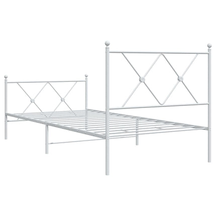 sengeramme med sengegavl og fodgærde 90x190 cm metal hvid