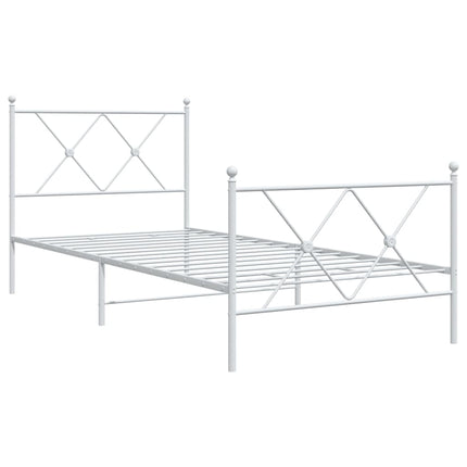 sengeramme med sengegavl og fodgærde 90x200 cm metal hvid