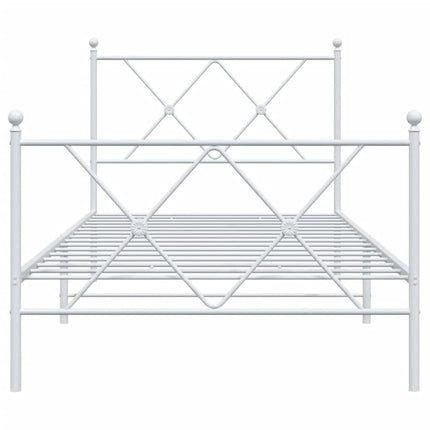 sengeramme med sengegavl og fodgærde 90x200 cm metal hvid