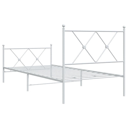 sengeramme med sengegavl og fodgærde 90x200 cm metal hvid