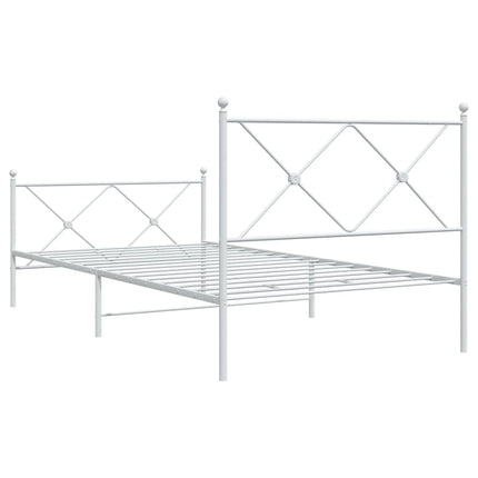 sengeramme med sengegavl og fodgærde 100x200 cm metal hvid
