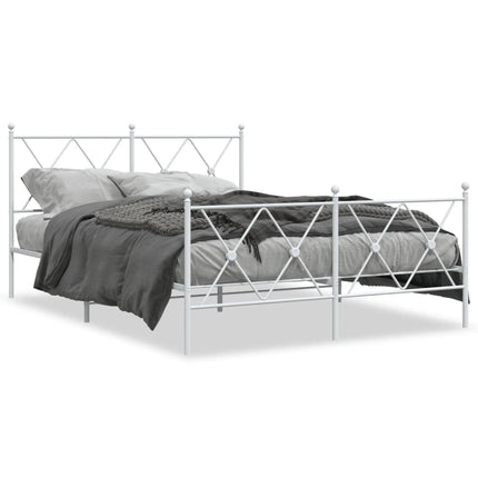sengeramme med sengegavl og fodgærde 137x190 cm metal hvid